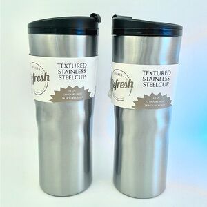 Set of 2 Cypress Refresh Stainless Steel Travel Mugs 16 oz   Hot Cold Tumblers